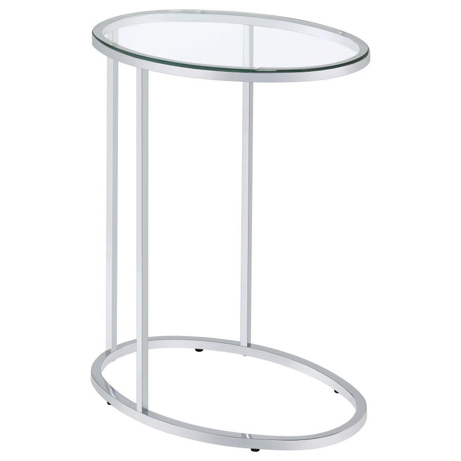 902927_02x900.jpg KYLE OVAL GLASS TOP C-SHAPED SOFA SIDE TABLE CHROME - Image 1