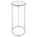 KYLE OVAL GLASS TOP C-SHAPED SOFA SIDE TABLE CHROME - Image 3
