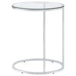 KYLE OVAL GLASS TOP C-SHAPED SOFA SIDE TABLE CHROME - Image 5