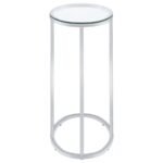 KYLE OVAL GLASS TOP C-SHAPED SOFA SIDE TABLE CHROME - Image 6