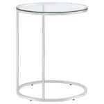 KYLE OVAL GLASS TOP C-SHAPED SOFA SIDE TABLE CHROME - Image 7