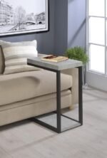 BECK ENGINEERED WOOD C-SHAPE SOFA SIDE TABLE CEMENT - Image 2