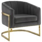 ALAMOR UPHOLSTERED BARREL BACK ACCENT CHAIR DARK GREY