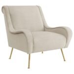 RICCI UPHOLSTERED SADDLE ARM ACCENT CHAIR STONE