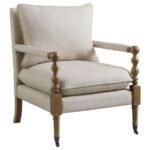 DEMPSY UPHOLSTERED ACCENT CHAIR WITH CASTERS BEIGE