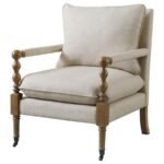 DEMPSY UPHOLSTERED ACCENT CHAIR WITH CASTERS BEIGE - Image 4