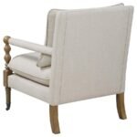 DEMPSY UPHOLSTERED ACCENT CHAIR WITH CASTERS BEIGE - Image 5