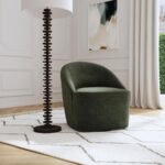 LEON UPHOLSTERED BARREL ACCENT SWIVEL CHAIR HUNTER GREEN - Image 2