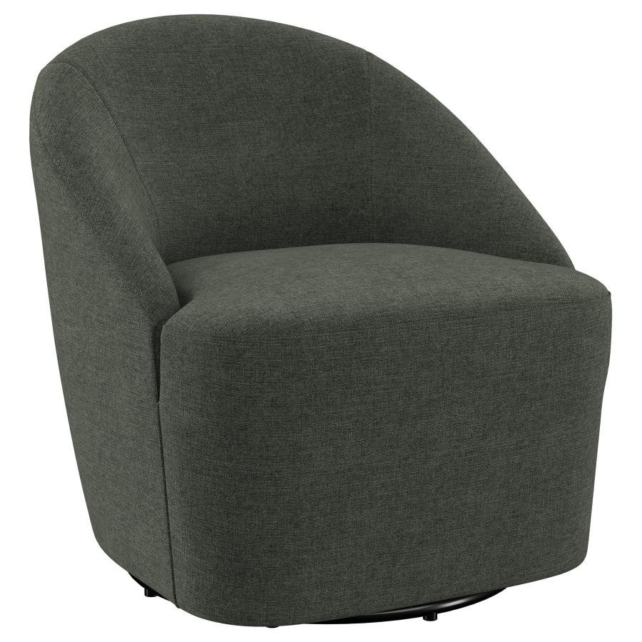 903075_02x900.jpg LEON UPHOLSTERED BARREL ACCENT SWIVEL CHAIR HUNTER GREEN - Image 1