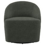LEON UPHOLSTERED BARREL ACCENT SWIVEL CHAIR HUNTER GREEN - Image 3