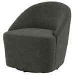 LEON UPHOLSTERED BARREL ACCENT SWIVEL CHAIR HUNTER GREEN - Image 4