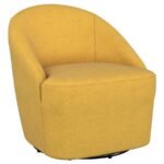 LEON UPHOLSTERED BARREL ACCENT SWIVEL CHAIR MUSTARD YELLOW