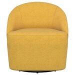 LEON UPHOLSTERED BARREL ACCENT SWIVEL CHAIR MUSTARD YELLOW - Image 3