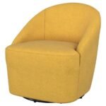 LEON UPHOLSTERED BARREL ACCENT SWIVEL CHAIR MUSTARD YELLOW - Image 4