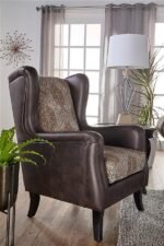 ELMBROOK UPHOLSTERED WINGBACK ACCENT CLUB CHAIR BROWN - Image 2