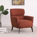 ANDREA UPHOLSTERED CRECENT ARM ACCENT CHAIR ORANGE - Image 2