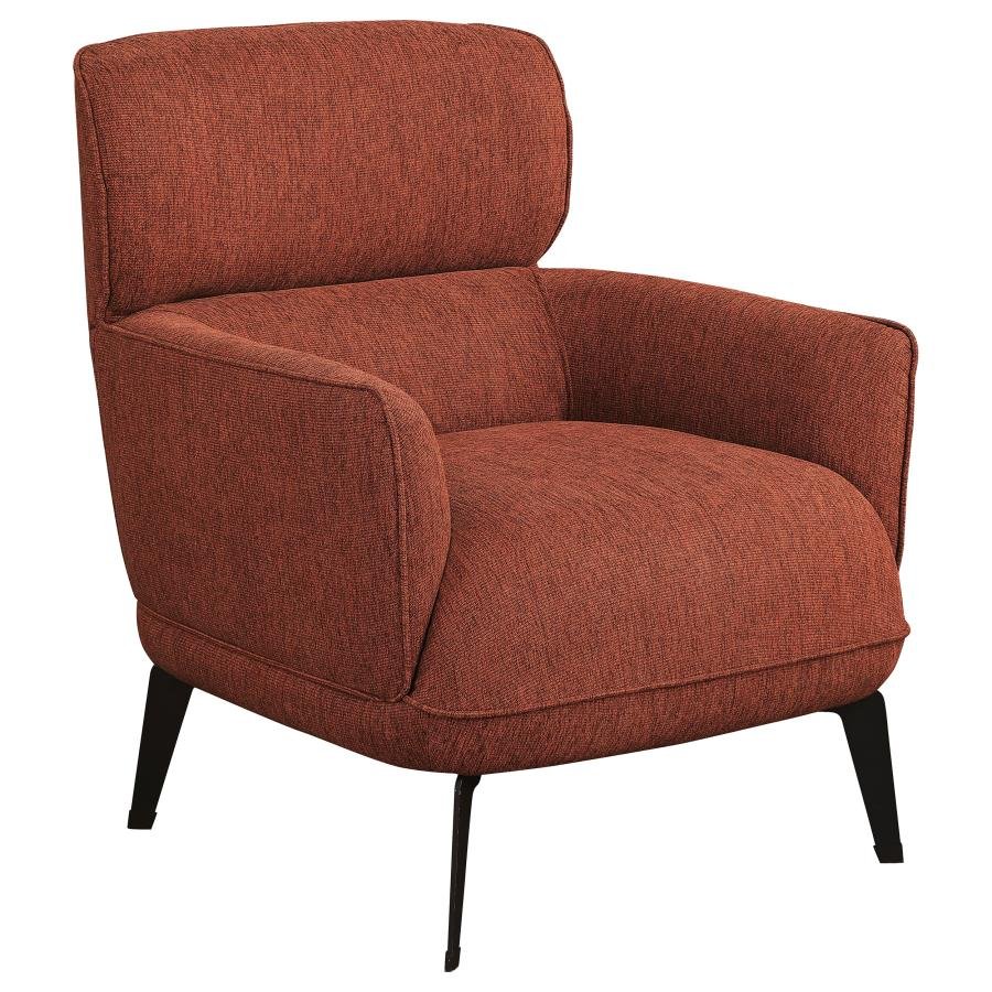 903081_02x900.jpg ANDREA UPHOLSTERED CRECENT ARM ACCENT CHAIR ORANGE - Image 1