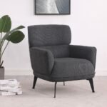 ANDREA UPHOLSTERED CRECENT ARM ACCENT CHAIR GREY - Image 2