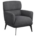 ANDREA UPHOLSTERED CRECENT ARM ACCENT CHAIR GREY