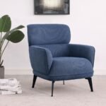 ANDREA UPHOLSTERED CRECENT ARM ACCENT CHAIR BLUE - Image 2