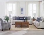 GLENN UPHOLSTERED ENGLISH ARM ACCENT CHAIR BLUE - Image 4