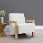 FITZROY BOUCLE UPHOLSTERED ACCENT ARM CHAIR IVORY - Image 2