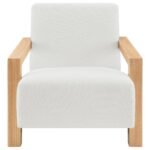 FITZROY BOUCLE UPHOLSTERED ACCENT ARM CHAIR IVORY - Image 3