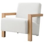FITZROY BOUCLE UPHOLSTERED ACCENT ARM CHAIR IVORY - Image 4