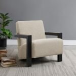 FITZROY BOUCLE UPHOLSTERED ACCENT ARM CHAIR LATTE - Image 2