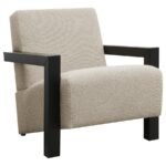 FITZROY BOUCLE UPHOLSTERED ACCENT ARM CHAIR LATTE