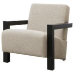 FITZROY BOUCLE UPHOLSTERED ACCENT ARM CHAIR LATTE - Image 4