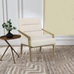 KIRRA UPHOLSTERED METAL ARM ACCENT CHAIR CREAM - Image 2