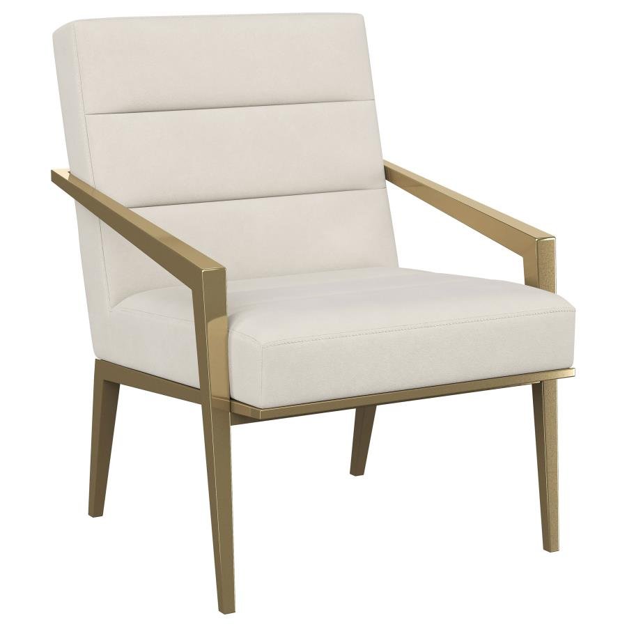 903143_02x900.jpg KIRRA UPHOLSTERED METAL ARM ACCENT CHAIR CREAM - Image 1