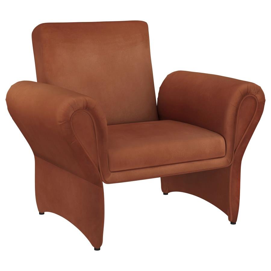 903150_02x900.jpg LIANA UPHOLSTERED ROLL ARM ACCENT ARMCHAIR RUST ORANGE - Image 1