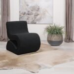 RONEA BOUCLE UPHOLSTERED ARMLESS CURVED CHAIR CHARCOAL - Image 2