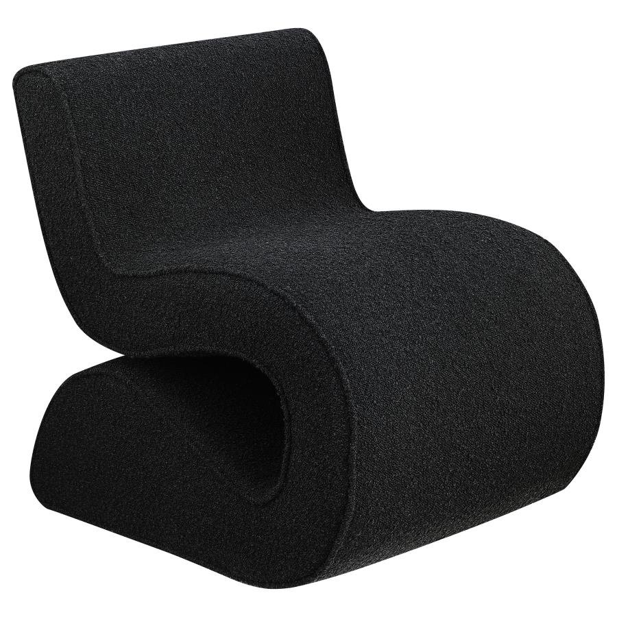 903155_02x900.jpg RONEA BOUCLE UPHOLSTERED ARMLESS CURVED CHAIR CHARCOAL - Image 1