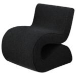 RONEA BOUCLE UPHOLSTERED ARMLESS CURVED CHAIR CHARCOAL - Image 4