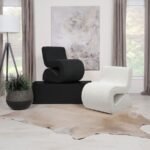 RONEA BOUCLE UPHOLSTERED ARMLESS CURVED CHAIR CHARCOAL - Image 11