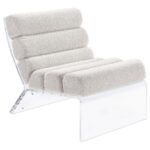SERRETA BOUCLE UPHOLSTERED ARMLESS ACRYLIC CHAIR IVORY