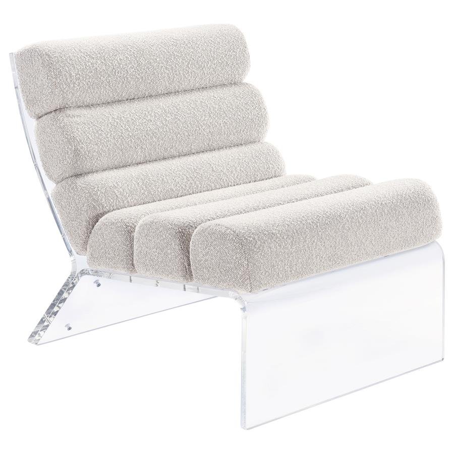 903161_02x900.jpg SERRETA BOUCLE UPHOLSTERED ARMLESS ACRYLIC CHAIR IVORY - Image 1