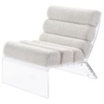 SERRETA BOUCLE UPHOLSTERED ARMLESS ACRYLIC CHAIR IVORY - Image 4