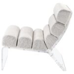 SERRETA BOUCLE UPHOLSTERED ARMLESS ACRYLIC CHAIR IVORY - Image 5