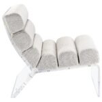 SERRETA BOUCLE UPHOLSTERED ARMLESS ACRYLIC CHAIR IVORY - Image 9
