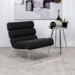 SERRETA BOUCLE UPHOLSTERED ARMLESS ACRYLIC CHAIR BLACK - Image 2