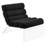 SERRETA BOUCLE UPHOLSTERED ARMLESS ACRYLIC CHAIR BLACK