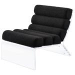 SERRETA BOUCLE UPHOLSTERED ARMLESS ACRYLIC CHAIR BLACK - Image 4