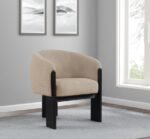 VALDEZ BOUCLE UPHOLSTERED BARREL BACK ACCENT CHAIR BEIGE - Image 2