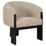VALDEZ BOUCLE UPHOLSTERED BARREL BACK ACCENT CHAIR BEIGE