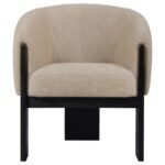 VALDEZ BOUCLE UPHOLSTERED BARREL BACK ACCENT CHAIR BEIGE - Image 3