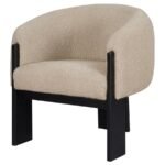 VALDEZ BOUCLE UPHOLSTERED BARREL BACK ACCENT CHAIR BEIGE - Image 4